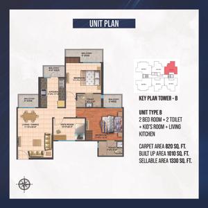 Image of 950 Sq.ft 2 BHK Apartment / Flat for sale in PS Apartment, Vrindavan Yojana, Lucknow for Rs. 7581000