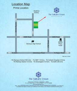 Image of 1600 Sq.ft 3 BHK Apartment / Flat for sale in The Solitaire Crown, Majra, Dehradun for Rs. 12500000