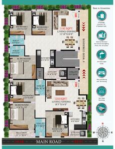 Image of 1244 Sq.ft 3 BHK Apartment / Flat for sale in Avani Residency, Singasandra, Bengaluru for Rs. 8200070
