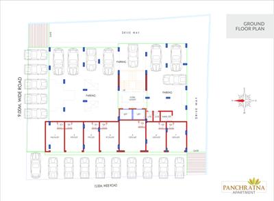 Image of 1590 Sq.ft 3 BHK Apartment / Flat for sale in Panchratna Apartment by Panchratna Developers, Athwa, Surat for Rs. 7500000