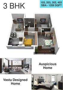 Image of 1000 Sq.ft 3 BHK Apartment / Flat for sale in Sri Krishna Residency, Nayapalli, Bhubaneswar for Rs. 13000000
