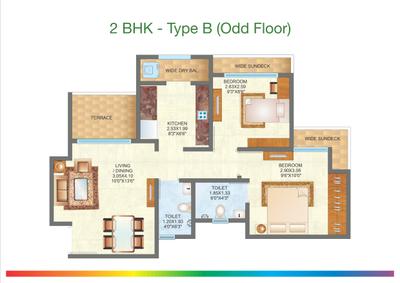 Image of 930 Sq.ft 2 BHK Apartment / Flat for sale in Raunak City Sector VI F2, Kalyan West, Kalyan for Rs. 5800000