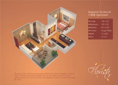 Image of 842 Sq.ft 2 BHK Apartment / Flat for sale in Aarav Florista, Wagholi, Pune for Rs. 5300000