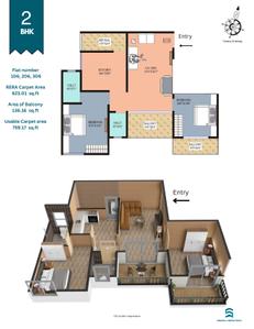 Image of 840 Sq.ft 2 BHK Apartment / Flat for sale in Raj Kunj, Kiwale, Pune for Rs. 6485000