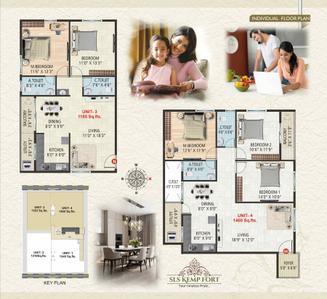 Image of 1210 Sq.ft 2 BHK Apartment / Flat for sale in SLS Kemp Fort, Srinivasa Nagar, Bengaluru for Rs. 6500000
