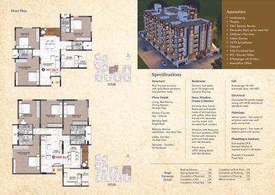Image of 1700 Sq.ft 3 BHK Apartment / Flat for sale in Patteeswarar Paradise Magizham, Singanallur, Coimbatore for Rs. 12000000