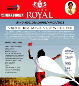 Image of 1800 Sq.ft Residential Plot / Land for sale in Subhagruha Sukrithi Royal, Tukkuguda, Hyderabad for Rs. 4800000