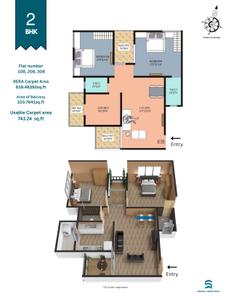 Image of 840 Sq.ft 2 BHK Apartment / Flat for sale in Raj Kunj, Kiwale, Pune for Rs. 6485000