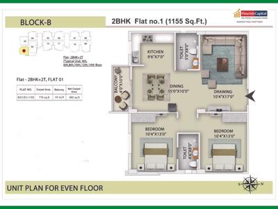 Image of 1485 Sq.ft 3 BHK Apartment / Flat for sale in Ashiana Green City Phase 2, Danapur, Patna for Rs. 10400000