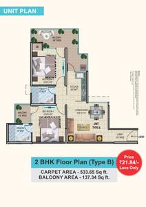 Image of 900 Sq.ft 3 BHK Apartment / Flat for sale in HRH City Vasant Valley, Sector 56A, Faridabad for Rs. 5400000