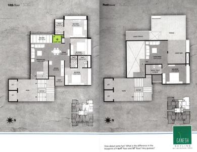 Image of 1710 Sq.ft 3 BHK Apartment / Flat for sale in Ganesh Skyline 2, Gota, Ahmedabad for Rs. 7200000