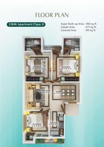 Image of 1075 Sq.ft 3 BHK Apartment / Flat for sale in MVD Nature City, Sector 127, Mohali for Rs. 6450000