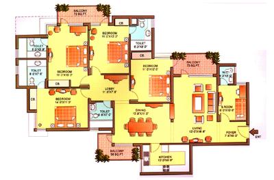 Image of 1800 Sq.ft 3 BHK Apartment / Flat for sale in Orchid Petals, Sector 49, Gurgaon for Rs. 31000000