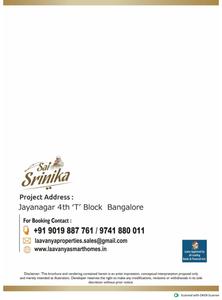 Image of 1600 Sq.ft 3 BHK Apartment / Flat for sale in Sai Srinika, Jayanagar, Bengaluru for Rs. 18700000