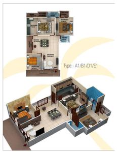 Image of 1200 Sq.ft 3 BHK Apartment / Flat for sale in Ms Agrawal Sagar Golden Palm, Bagmugaliya, Bhopal for Rs. 2950000