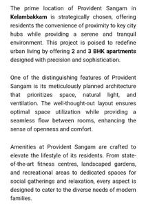 Image of 1309 Sq.ft 3 BHK Apartment / Flat for sale in Provident Sangam, Kelambakkam, Chennai for Rs. 9500000