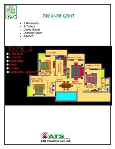 Image of 1400 Sq.ft 3 BHK Apartment / Flat for sale in ATS Greens Village, Sector 93A, Noida for Rs. 39800000