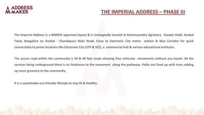 Image of 1500 Sq.ft Residential Plot / Land for sale in Address The Imperial Address Phase 3, Anekal, Bengaluru for Rs. 10950000