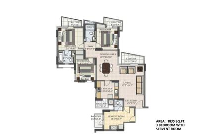 Image of 1797 Sq.ft 3 BHK Apartment / Flat for sale in BPTP Princess Park, Sector 86, Faridabad for Rs. 14000000