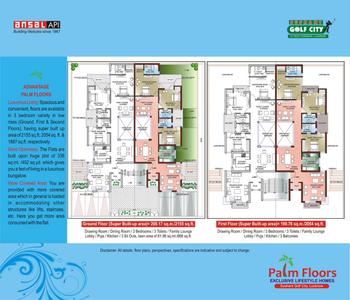 Image of 1746 Sq.ft 3.5 BHK Builder Floor for sale in Ansal API Palm Floors, Sushant Golf City, Lucknow for Rs. 11500000