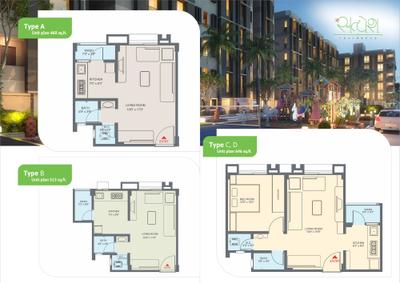 Image of 850 Sq.ft 1 BHK Apartment / Flat for sale in Applewoods Satyesh Residency, Shela, Ahmedabad for Rs. 2250000