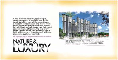 Image of 1721 Sq.ft 3 BHK Apartment / Flat for sale in Sobha Amethyst, Kannamangala - Whitefield Hoskote Road, Bengaluru for Rs. 19999000