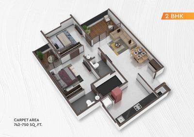 Image of 1200 Sq.ft 2.5 BHK Apartment / Flat for sale in Shelter Marvel, Kiwale, Pune for Rs. 7500000
