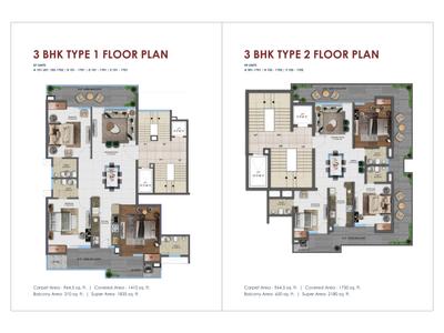 Image of 1750 Sq.ft 3 BHK Apartment / Flat for sale in Mayfair Park, Sanauli, Zirakpur for Rs. 8520000