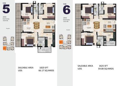 Image of 1820 Sq.ft 3 BHK Apartment / Flat for sale in Maram Katam Jayasree, Karmanghat, Hyderabad for Rs. 13129500