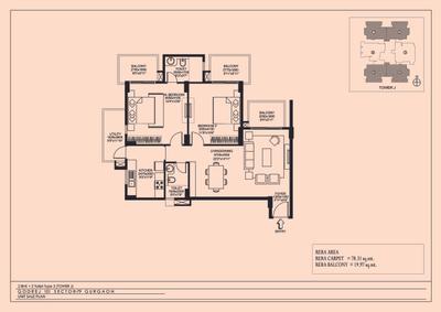 Image of 1478 Sq.ft 2 BHK Apartment / Flat for sale in Godrej Arista, Sector 79, Gurgaon for Rs. 18500000
