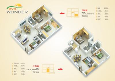 Image of 1179 Sq.ft 2 BHK Apartment / Flat for sale in KVG Wonder, NRI Layout, Bengaluru for Rs. 8500000
