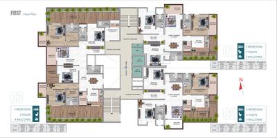 Image of 1600 Sq.ft 3 BHK Apartment / Flat for sale in Winsome Hari Pearlz, Danapur, Patna for Rs. 14000000