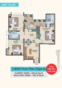Image of 900 Sq.ft 3 BHK Apartment / Flat for sale in HRH City Vasant Valley, Sector 56A, Faridabad for Rs. 5400000