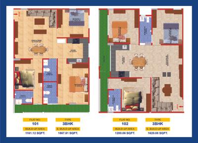 Image of 1250 Sq.ft 3 BHK Apartment / Flat for sale in My Sunrise Heights, Heerawala, Jaipur for Rs. 6511111