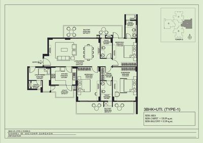 Image of 1478 Sq.ft 2 BHK Apartment / Flat for sale in Godrej Arista, Sector 79, Gurgaon for Rs. 18500000