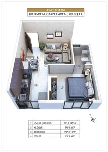 Image of 312 Sq.ft 1 BHK Apartment / Flat for sale in Atmiya Prime Vista Phase 2, Ghatkopar East, Mumbai for Rs. 6820000