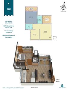 Image of 840 Sq.ft 2 BHK Apartment / Flat for sale in Raj Kunj, Kiwale, Pune for Rs. 6485000