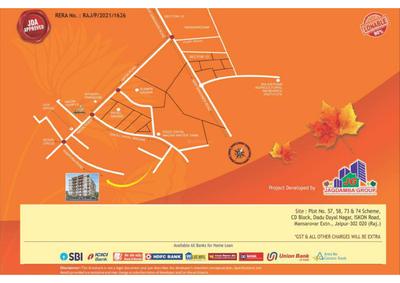 Image of 1400 Sq.ft 3 BHK Apartment / Flat for sale in Jagdamba Apartment, Sanganer, Jaipur for Rs. 5200000
