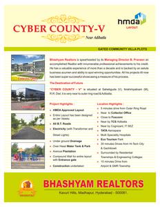 Image of 200 Sq.ft Residential Plot / Land for sale in Bhashyam Cyber County 5, Adibatla, Hyderabad for Rs. 5200000
