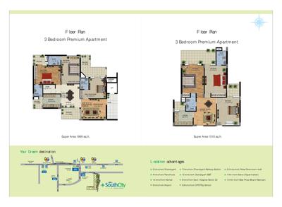 Image of 1960 Sq.ft 3 BHK Apartment / Flat for sale in SBP Southcity, Nabha, Zirakpur for Rs. 7500000