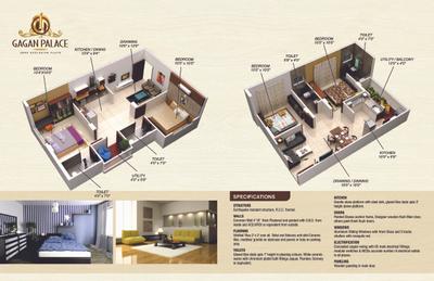 Image of 918 Sq.ft 2 BHK Apartment / Flat for sale in Gagan Palace, Awadhpuri, Bhopal for Rs. 3100000