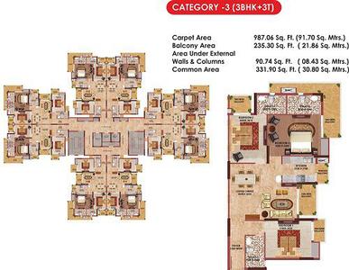 Image of 1800 Sq.ft 3 BHK Apartment / Flat for sale in Aastha Greens, Noida Extension, Greater Noida for Rs. 16900000