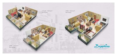 Image of 1210 Sq.ft 2 BHK Apartment / Flat for sale in Atco Sapphire, Kadagrahara, Bengaluru for Rs. 9500000