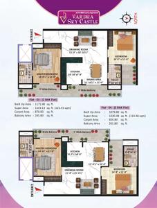 Image of 1518 Sq.ft 3 BHK Apartment / Flat for sale in Vardha Sky Castle, Kalindipuram, Allahabad for Rs. 10170131