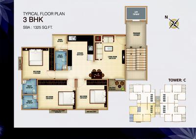 Image of 1150 Sq.ft 3 BHK Apartment / Flat for sale in Ananta Lifestyle, Waghodia Road, Vadodara for Rs. 3500000