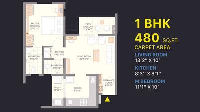 Image of 827 Sq.ft 2 BHK Apartment / Flat for sale in VJ Yashone, Pirangut, Pune for Rs. 4200000