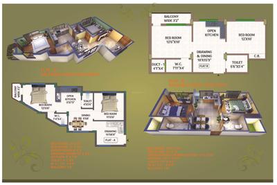 Image of 1408 Sq.ft 3 BHK Apartment / Flat for sale in Edify City Park Residency, Shankarpur West, Durgapur for Rs. 4505600
