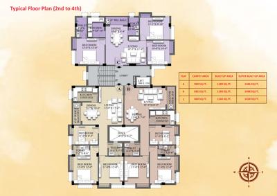 Image of 1229 Sq.ft 2.5 BHK Apartment / Flat for sale in Sun Rudra, New Alipore, Kolkata for Rs. 8000000