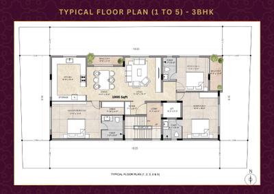Image of 1995 Sq.ft 3 BHK Apartment / Flat for sale in Pearl Dew, Ashok Nagar, Chennai for Rs. 39900000