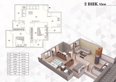 Image of 862 Sq.ft 2 BHK Apartment / Flat for sale in Nand Yashoda Highrrise, Chandrakiran Nagar, Nagpur for Rs. 2900000